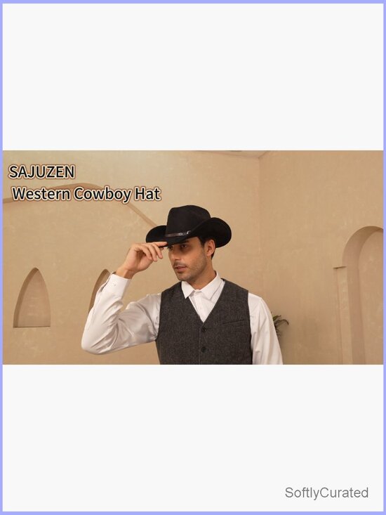 Wide Brim Felt Suede Western Hat - Universal Fit Cowboy Hat main image 5